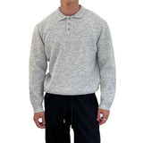 BONSIR  -  New British Retro Men Polo Neck Sweater Light Luxury Knit Loose Long Sleeve Pullover Casual Solid Color Premium Knitwear M-3XL
