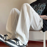 BONSIR  -  Summer Casual Pants Men Fashion White Straight Pants Men Japanese Streetwear Loose Pleated Pants Mens Black Trousers M-3XL
