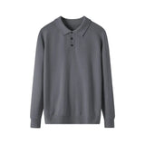 BONSIR  -  Men Long-sleeved Knitted Shirt with Turnover Collar Comfortable and All-match Wool Sweater Simple Business and Casual Polo Shirt
