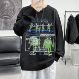 BONSIR  -  Mens Cartoon Embroidery Pullover Sweater Autumn Streetwear Casual Loose Knitted Sweater Men High Quality Warm Sweatshirt Jumper