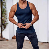 BONSIR  -  Summer Knitted Men's H-shaped Slim Fit Vertical Stripe Tank Top Fitness Training Breathable Sleeveless Fashion New Style
