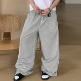BONSIR  -  Men Striped Pants Joggers Drawstring Oversize Casual Trousers Men Streetwear 2025 Korean Style Fashion Wide Leg Pants