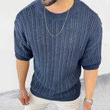 BONSIR  -  Spring Knitting Custom Tees Sweater For Men Slim Fit O-Neck Solid Hollow Mesh Man Pullover Autumn Long Sleeve Stretch Tops