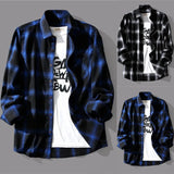 BONSIR  -  Male Men Top Daily Holiday Autumn Breathable Cardigan Casual Long Sleeve Plaid Print Slight Stretch Comfy Fashion