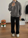 BONSIR  -  autumn and winter thickened velvet pants knitted straight solid color cereal soft waxy lazy casual pants men