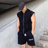 Bonsir Large Size Mens Casual Sleeveless Sweatshirt Hoodie 2024 Summer Sports Zipper Cardigan Waistcoat Training Fitness Vest Jacket