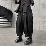 Bonsir Mens Casual Large Pocket Dark Style Overalls Genderless New Trendy Sports Loose Large Size Simple Streetwear Unisex