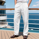 BONSIR  -  New American Style Business Men Suit Pants Light Luxury Leisure Linen Straight Pants Urban Fashion High Quality Loose Trousers