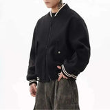 Bonsir Spring and Autumn New Men's Fashion Trend Wool Baseball Jacket Short Jacket Unisex American Street Loose Pilot Jacket Men