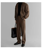 BONSIR  -  Maillard casual sports suit men's spring and autumn heavy hooded sweatshirt cardigan splicing