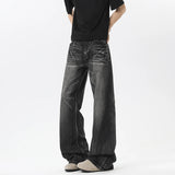 BONSIR  -  Men's Jeans American Style High Waist Wide Leg Loose Slimming Draping Scythe Pants Straight Denim Pants Black Jeans Men Clothing