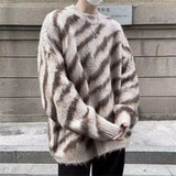 BONSIR  -  Hong Kong style lazy striped contrasting sweater for men in autumn and winter fashion brand versatile casual loose jacket