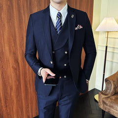 Bonsir (Jackets+Pants+Vest) High Quality Men Slim Fit Party Tuxedos 3 Pieces Fashion Double Breasted Vest Design Business Wedding Suit