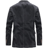 BONSIR  -  Autumn New Fashion Men's Casual Trendy Solid Color Casual Trendy Long Sleeve Vintage Denim Coat Male Suit Blazers Jacket Clothes