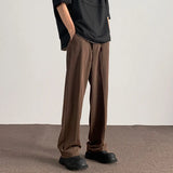 BONSIR  - Brown Suit Pants Men Fashion Society Mens Black Dress Pants Korean Casual Straight Pants Mens Office Formal Trousers Plus Size