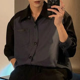 Bonsir Men Shirt Color Matching Casual Shirts Spring Streetwear Fashion Trend Valentines Long-Sleeve Tops Old Money Men'S Wear New