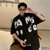 BONSIR  -  Summer Fashion Letter Print Men Shirts Casual Short Sleeve Trend Oversized Korean Streetwear Shirts Retro Loose Y2k T Shirt