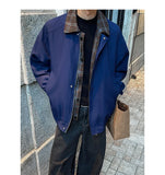 BONSIR  -  The Plaid-Trim Bomber | Men's Plus-Size Maillard Shacket for Urban Layering M-5XL High-quality Men's Spring and Autumn Jacket