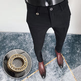 Bonsir Summer Casual Slim Fit Dress Pants Streetwear Men Suit Pants High Quality Office Social All Match ankle Length Trousers
