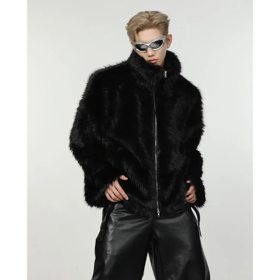 Bonsir Fashion Faux Fur Jacket Men Winter Thickened Cotton Clothing Senior Sense Streetwear Faux Fur Coat