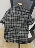 BONSIR  -  Checkered short sleeved shirt for men's summer new trend brand trendy casual loose versatile shirt top jacket