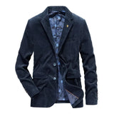 BONSIR  -  New Spring and Autumn Style European and American Men's Corduroy Casual Solid Color Lapel Single-breasted Slim-fit Suit Jacket.