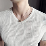 Bonsir British Style Summer Thin Ice Silk Hollow Knitted T-shirt Mens Elasticity Mesh Casual V-neck Short Sleeve Breathable T Shirt