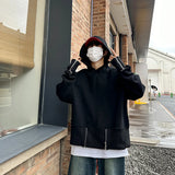 Bonsir Solid Hoodies Men American Style Simple Unique High Street Baggy All-match Stylish Leisure Prevalent Hip Hop Handsome Outdoor