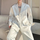 BONSIR  -  Mens Shirt Satin Hot Diamond Valentine'S Day Shirt Spring Streetwear Fashion Elegant Long-Sleeved Tops Men'S Clothing 2025 New