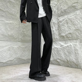 Bonsir Solid Color Suit Pants Men Fashion Society Mens Dress Pants Korean Loose Straight Flared Pants Mens Office Formal Trousers M-2XL