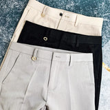 Bonsir Summer Casual Slim Fit Dress Pants Streetwear Men Suit Pants High Quality Office Social All Match ankle Length Trousers