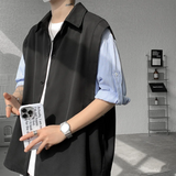 BONSIR  -  Summer Short Sleeved Shirt Men Oversized Society Mens Black Dress Shirt Korean Loose Casual White Shirt Mens Striped Shirts