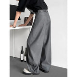 BONSIR  -  Grey Suit Pants Men Oversized Society Mens Black Dress Pants Korean Casual Wide Leg Pants Mens Office Formal Trousers M-3XL