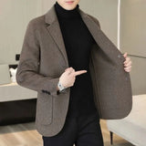Bonsir Men's Suit Jackets Thin Single Breasted Coat Slim Fit Male Tweed Blazer New In Original Elegant Classic Vintage Menswear Casual