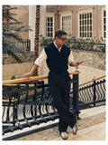 BONSIR  -  New Korean Fashion Polo Neck Men Sweater Vest Light Luxury Retro Business Knitted Sleeveless Waistcoats Leisure Premium Knitwear