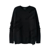 Bonsir Streetwear Hole Wool Crew Neck Harajuku Sweater Oversize Men and Women Pullover Retro Hip Hop Sweaters Knitted Baggy Cltohing