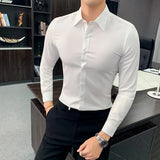 Bonsir Plus Size 7XL-S Long Sleeve Shirt For Men 2024 Formal Business Solid Slim Fit Shirts High Quality Homme Social Casual Shirt