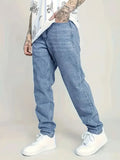 BONSIR  -  [Light Wash Denim Jeans] Light Wash Denim Men's Classic Straight-Leg Jeans - Cotton Blend, Non-Stretch, All-Season Comfort, Stre