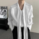 Bonsir Mens Shirt Flowing Collar Chinese Performance Top Thin Niche Personality Streetwear Beach Vacation Shirt Unisex Summer New
