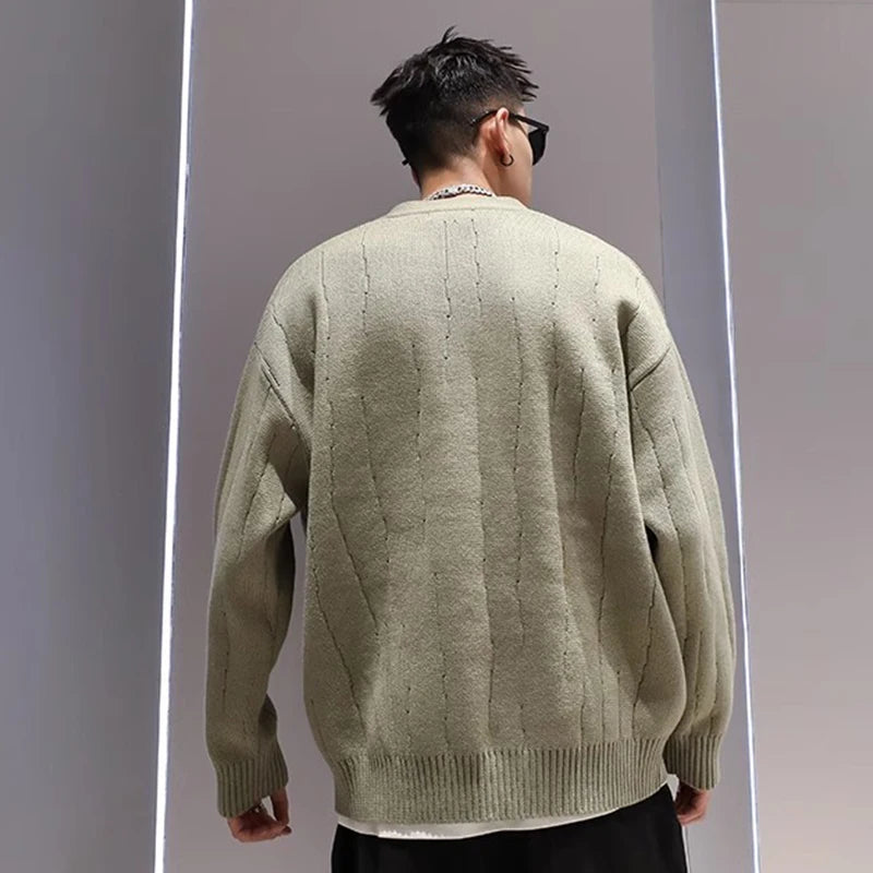 Bonsir Knit Cardigan Male Korean Style Sweater Coat Men Old Money Autumn Winter Loose Casual Men's Long Sleeve Streetwear