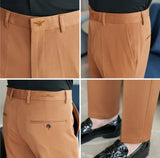 Bonsir Summer Embroidered Business Formal Pants Men Korean Style Slim Office Social Suit Pants High Quality Streetwear Ankle Pants