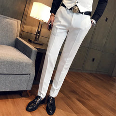 Bonsir Spring Summer New Men Suit Pants Solid Color Casual Business Dress Pants Slim Fit Trousers Formal Men Social Casual Pants