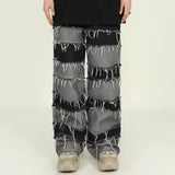 Bonsir Y2K Streetwear Baggy Stacked Jeans Pants Men Clothing Patchwork Straight Loose Long Trousers Pantalones Hombre