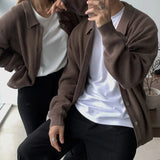 BONSIR  -  Streetwear Sweater Cardigan Men Fall Winter Casual Long Sleeve Sweatercoat Men's Baggy Thicken Thermal Knitted Sweaters Male Top