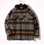 BONSIR  -  West Coast Cityboy style trendy off-shoulder cotton jacket plaid quilted cotton loose jacket couple style