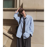 BONSIR  -  Men's Japanese-Inspired Oversized Long Sleeve Casual Shirt - Relaxed Fit Button-Down Streetwear Top for Trendy Layered Outfits