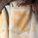 BONSIR  -  Wasteland style niche design yellow mud jeans men's American high street drape straight floor pants wide-leg pants