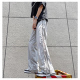 BONSIR  -  Bla Me Side Zip Qui Dry Ice Silk Casual Pants Men Summer Thin American Straight Tube Outdoor Tactical Long Trousers