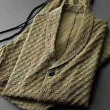 BONSIR  -  Fashion Men's Two Piece Sets Spring Summer Casual Short Sleeve Shirts Pants Suit Solid Geometry Pattern Printed Outfit Men