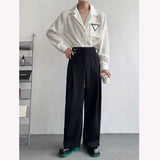 BONSIR  -  Black Suit Pants Men Oversized Fashion Social Mens Dress Pants Korean Loose Straight Wide Leg Pants Mens Office Formal Trousers